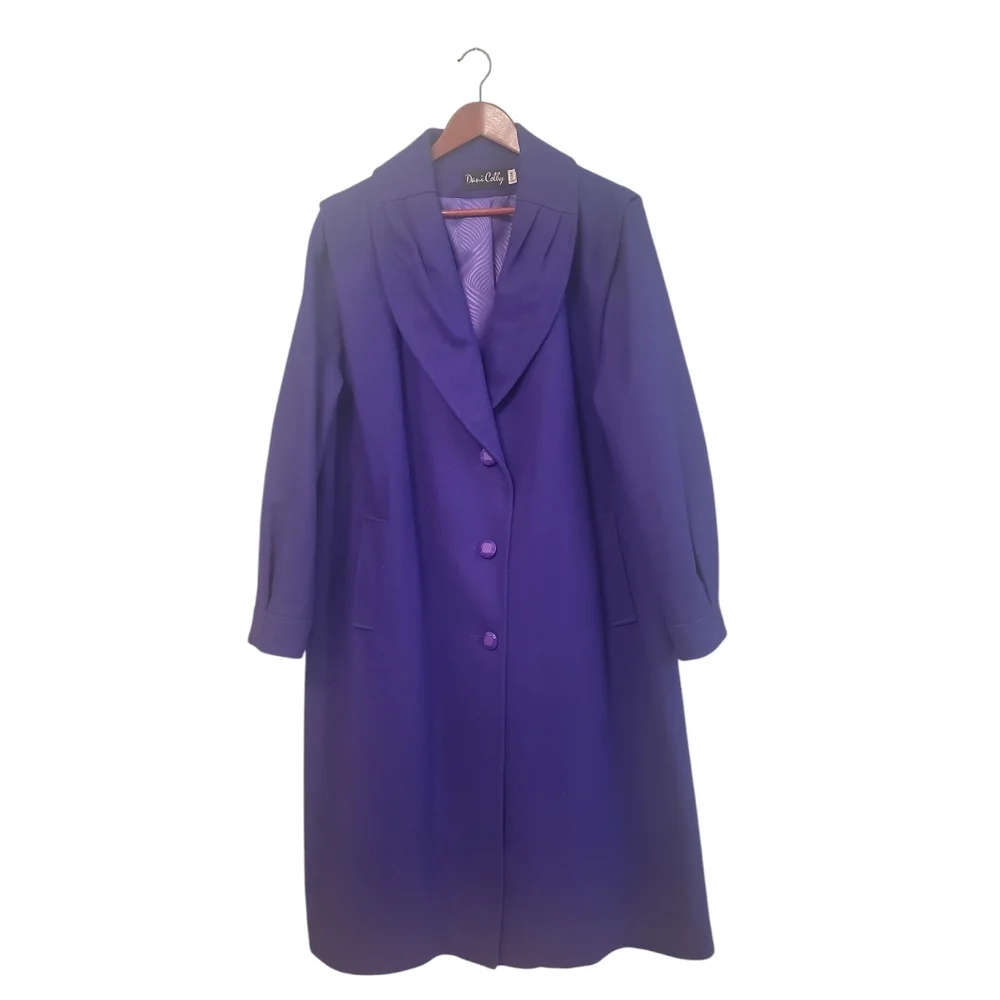 Vintage Dani Colby Wool Purple Mobwife Peacoat Classy Style Plus Size Coat - Picture 1 of 13